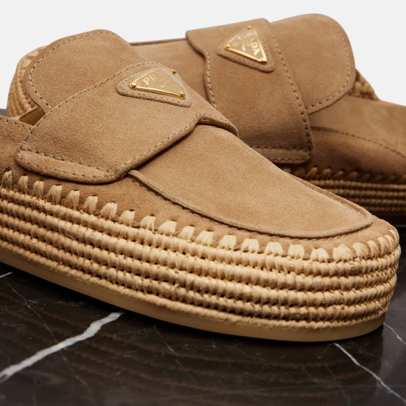New PRADA Suede espadrille mules $1,120 37 - Picture 4 of 13